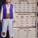 Men's Arab Prince Costume Waistcoat Tunic Pants Sash Hat Adult Halloween Cosplay Fancy Dress Clothes Full Set (S)