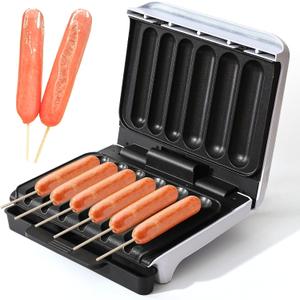 Hot Dog Cooker, Hot Dog Machine with Non-stick Coating Plate, Hot Dog Maker Toaster Grills 5.5-Inch Sausage, Hot Dog Grill with Oil Drip Tray, Grill Up to 6 Hot Dogs, White