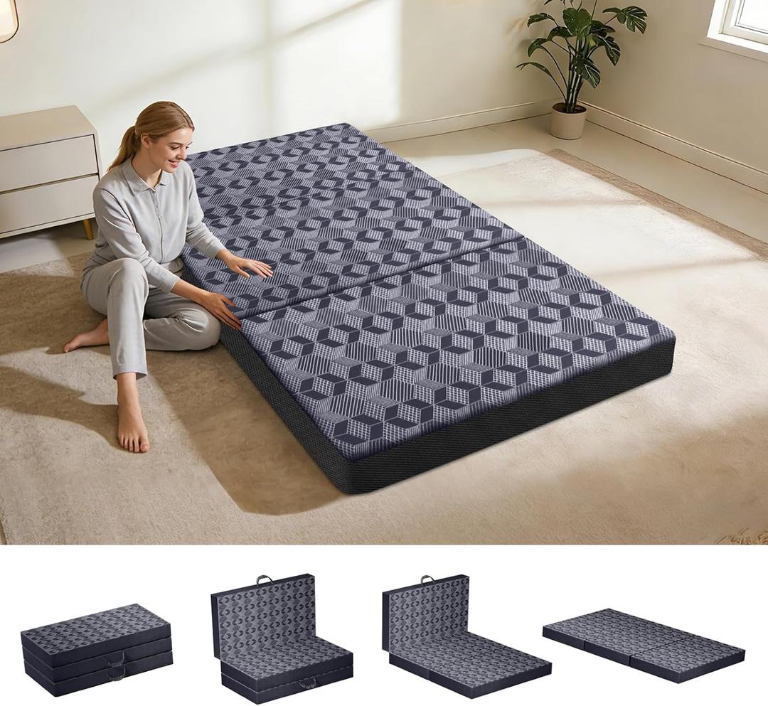Ciremiv Tri-Folding Mattress Twin Size,4 Inch Guest Bed with Washable Cover