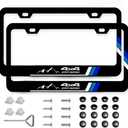 2Pack Tri-Color Stainless Steel License Plate Frames Holder with Screw Caps Rust-Proof, Weather-Proof fit for Toyota Tacoma 4Runner Tundra Rav4 Highlander Sequoia TRD -Blue02