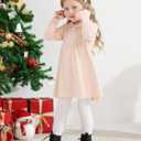 Toddler Baby Girls' Long Sleeve Dresses Ruffle Ribbed Knit Sweater Dress Fall Winter Clothes Outfits 6M-5T (18-24 Months, Pink Apricot)