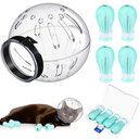 Cat Muzzle for Grooming Cat Adjustable Hood with Paw Covers, Kitten Breathable Anti Bite Muzzles Anti Scratch Boots Silicone Pussy Shoes Boots Kitten Paw Protector for Pet Bathing Shaving(Large)