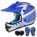ROOZO Youth Kids Dirt Bike Helmet DOT Certified - Full Face Motorcycle Helmet for Off-Road, ATV, Street Riding, Includes Adjustable Goggles & Protective Gloves, L
