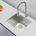 20 x 16 Inch Undermount Kitchen Sink, 304 Stainless Steel Single Bowl Small Kitchen Bar Sink Undermount, Brushed Nickel, D20"xW16"xH9"