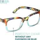 2SeeLife Wide Reading Glasses for Women Medium-Large Fit, Thick & Sturdy Frame, Spring Hinges, Premium Designer Readers, Rainbow Tortoise, +2.25