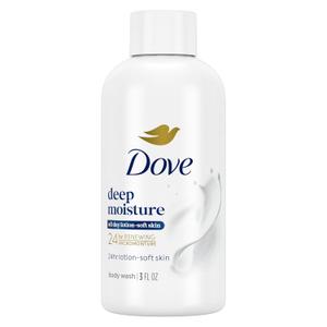 Dove Body Wash Deep Moisture for 24hr Lotion-Soft Skin Moisturizing Skin Cleanser with No Sulfates No Parabens 3 oz (3 Ounce (Pack of 1))