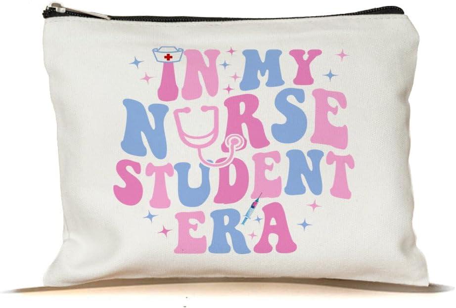 2 x In My Nursing Student Era Makeup Bag - Nurse Practitioner Graduation Gifts - Nursing Student Makeup Bag - Makeup Bag Gifts Women On Graduate -Birthday- Christmas, 7x9.8, White