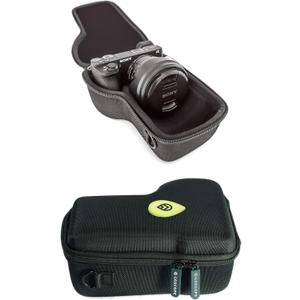 ALPHA GO CASE - compact hard shell case compatible with SONY ALPHA a5100, a6000, a6100, a6300, a6400, a6500, a6600, a7c, ZV-E10, Camera Body w/Lens Sizes 10mm-105mm [FITS CAMERA & LENS]