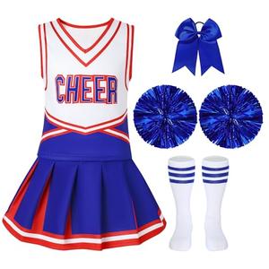WooHand Kids Girls Cheerleading Costume Cheer Leader Uniform Outfit For Halloween Carnival Festival Sports Games Size 120
