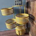 5 Tier Rotating Storage No Assembly Kitchen Cart Organizer Metal Vegetable Fruit Basket Rotating Shelves for Kitchen Dorm Office Bathroom Matte Mustard Golden Yellow Lightweight