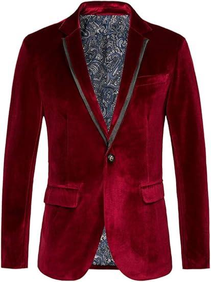 THWEI Mens Velvet Blazer Sport Coat Tuxedo Jacket for Prom Wedding Party Dinner Size XXL Polyester
