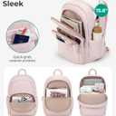 BAGSMART College Laptop Backpack, Travel Backpack for Women, Quilted Casual Daypack, Water-Resistant Bookbag for 15.6 Inch Laptop, Pink
