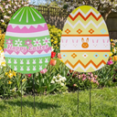 Novabright 2 Set Giant Easter Egg Yard Sign with Stake 33.8" H x 23.2" W Waterproof Outdoor Easter Decorations Plastic Weather Resistant Jumbo Egg Decor for Outdoor Lawn Garden Spring Party Favor
