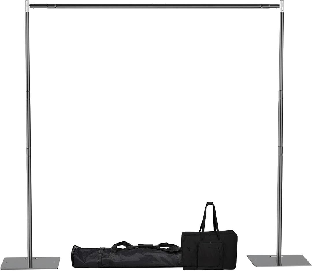 Pipe and Drape Backdrop Stand Kit 8x10 ft Adjustable Photo Background Backdrop Stand Heavy Duty with Metal Base for Party Wedding Video Studio Birthday Background Banquet Decorations