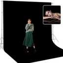 BEIYANG Black 10 x 20 Ft Large Photography Backdrop Screen, Black Non-Reflective Fabric Wrinkle Resistance Photo Background for Photoshoot, Zoom Meeting, Game Live Steaming
