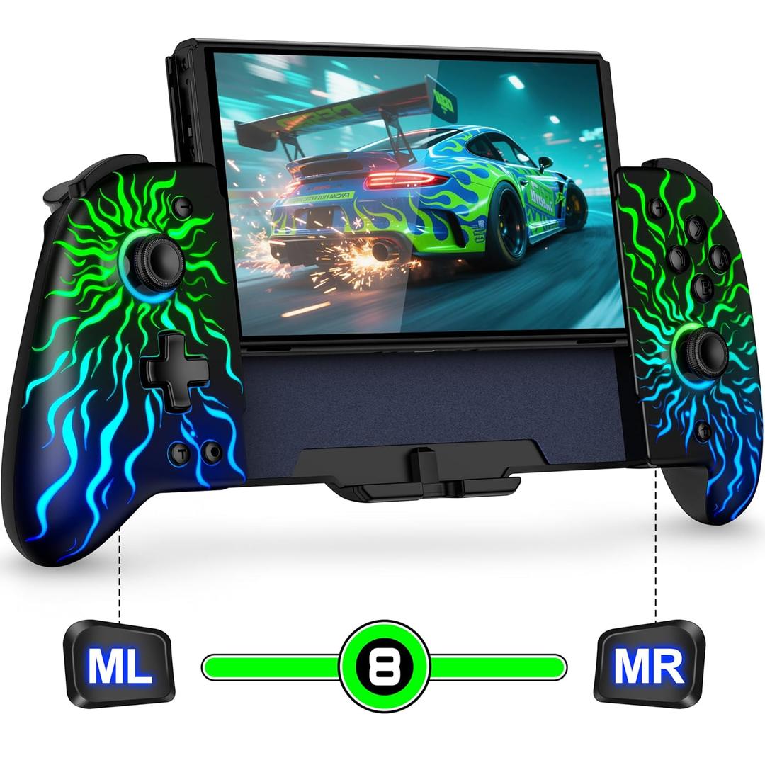 Mocagen Handheld Switch Controllers for Nintendo Switch/OLED Games, Swtich Pro Controller with Marco Buttons/Hall Effect Joystick & Trigger/Big Grip/Turbo