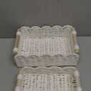 CubesLand Scalloped Edge Decor Baskets for Home, Living Room, Toilet Paper Storage Basket for Over Toilet Tank Top, Storage Shelf, Cute Small Paper Rope Baskets Both Storage&Decor, Set 2 White