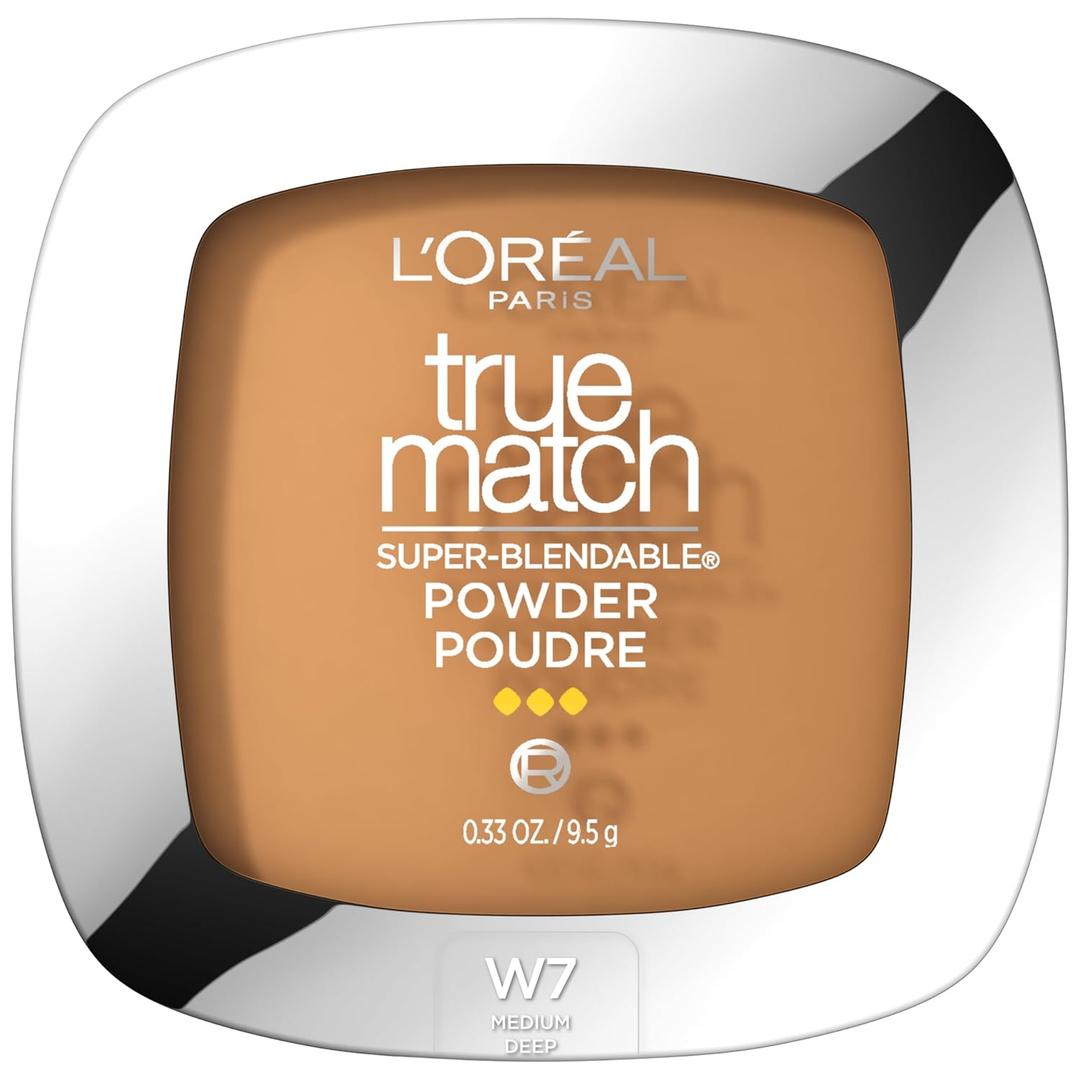 L'Oreal Paris True Match Super Blendable Oil Free Foundation Powder, W7 Medium Deep, 0.33 oz, 