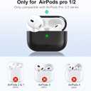 2 x RFUNGUANGO for AirPods Pro 2nd Generation Protective Case, with Phone Holder Function, Magnetic Cover Lock, for AirPods Pro 2nd/1st Generation Full Drop-Proof Protective Case with Lanyard, Black