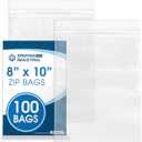 Spartan Industrial - 8" X 10" (100 Count) 2 Mil Clear Reclosable Zip Plastic Poly Bags with Resealable Lock Seal Zipper