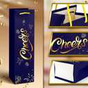 Zonon 40 Pcs Wine Gift Bags for Bottles with Rope Handle and Cheers Lettering Black Blue Paper Favor Bag Wine Bottles Gold Foil Print Bags for Wedding Engagement Holidays