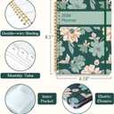 2026 Planner, A5 Weekly and Monthly Planners with Tabs, Spiral Bound Daily Calendar 2026 Planner, Agenda Organizers from Jan. to Dec., Hardcover Habit Tracker Journal 6.18" x 8.5" (Green Flower)