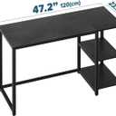 SINPAID Computer Desk 47 inches with 2-Tier Shelves Sturdy Home Office Desks with Large Storage Space Modern Gaming Desk Study Writing Laptop Table, Black
