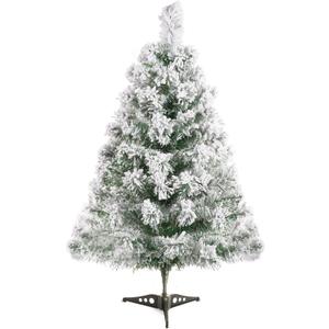2FT Artificial Christmas Tree Green Tabletop Christmas Tree with Plastic Stand Snow Flocked Mini Xmas Pine Tree for Indoor Outdoor Holiday Home Decoration