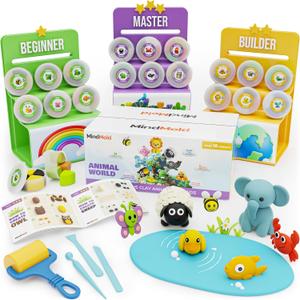 Air Dry Clay Kit  Make 18 Animals with Tools & Video Tutorials  DIY Modeling Set for Kids  3 Learning Levels  Non-Toxic, No-Bake  MindMold Gift for Ages 5+