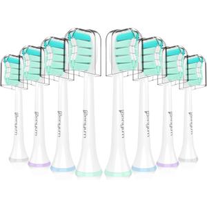 Senyum Replacement Brush Head for Philips Sonicare, Toothbrush Heads Replacement Compatible with Phillips Sonicare and More Click-on Handles, 8 Pack White (Mint Green)