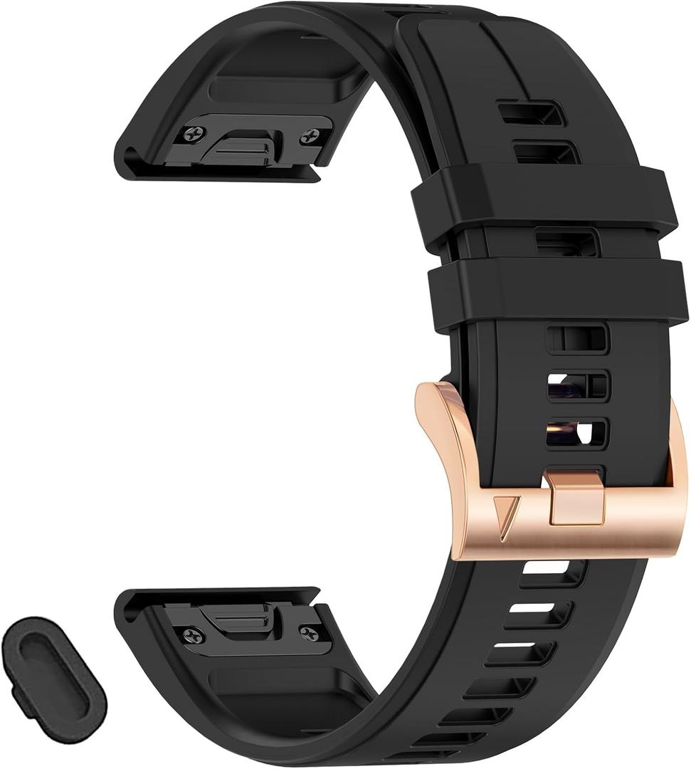 22mm Bands Compatible with Garmin Fenix 8 Pro Tactix 8 AMOLED 47mm/Fenix 7/7 pro/6/6 pro/5/5 plus,Silicone Quickfit Watchband for Descent G2/G1 Solar/quatix 8 47mm/Forerunner 970/965/955/945 (Black)