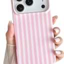 iPhone 17 Pro Case Cute Striped Phone Case Soft TPU Slim Shockproof Phone Cover for Women Girls, Pink