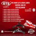 ETS 2Pc Lower Control Arm and Ball Joint Assembly K620334 K620333 fits 06-08 RX400h, 2002 2003 2004 2005 2006 Toyota Camry, 04-07 Highlander