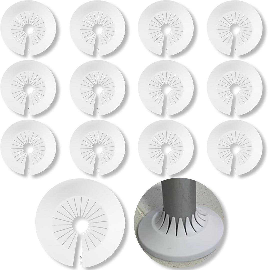 12 PCS Plumbing Cover Plates Plastic Escutcheon Plate Flange Pipe Covers for Bathroom (Apply to 1.18" to 2.16")
