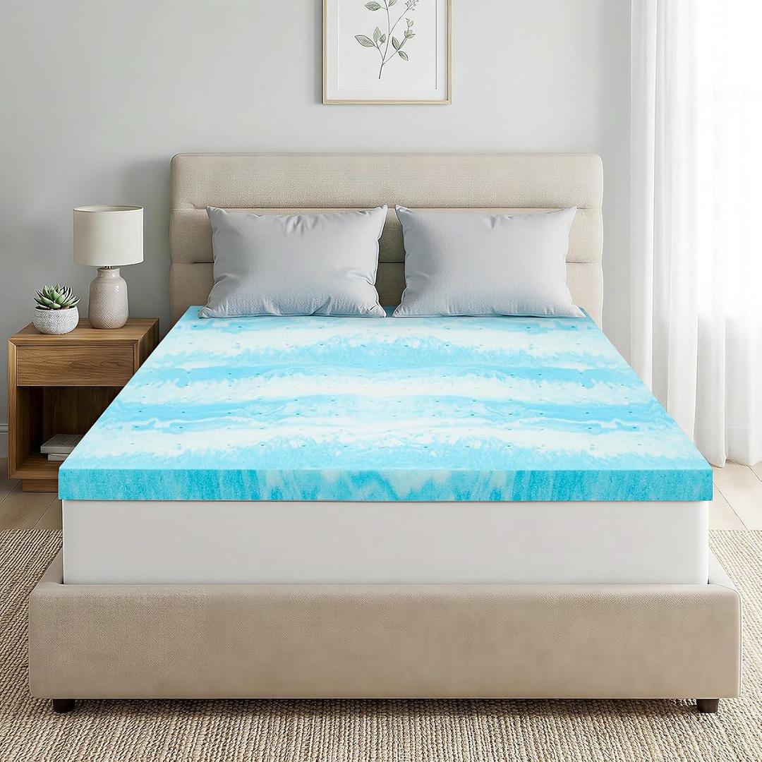 IULULU Queen Size Mattress Topper, 2 Inch Gel Memory Foam Topper, Light Comfort Upgrade, CertiPUR-US Certified