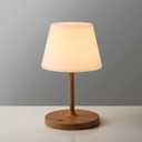 Outdoor Battery Operated Table Lamp Waterproof, 4000mAh Cordless Table Lamp Rechargeable, Touch Dimmable Desk Lamp, LED Night Light for Patio Camping Restaurant Home (Wood Grain, 9.6in)