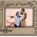 BELLA BUSTA- 2 Years of Marriage - Second Anniversary for Couple, Husband, Wife- Engraved Leather Picture Frame- (5 x 7 Horizontal)