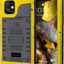 Mitywah Waterproof Case for iPhone 12, Heavy Duty Shockproof Case with Built-in Screen Protector, Full Body Underwater Protective Metal Case 6.1 inch, Yellow