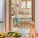 Adjustable Baby Safety Swing Gate, Hardware-Mounted Metal Gate for Stairs and Doorways, Secure Latch for Kids and Pets (Black, 24"-40.5" W x 28.75" H)
