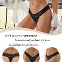 READY TO LOVE Cotton Underwear for Women Lace Sexy Breathable Thongs Low Rise T-Back Soft Stretchy Ladies Panties (L)