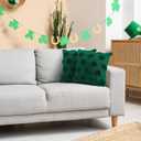 St. Patrick's Day Shamrock Pillow Covers 18x18 Set of 2, Soft Plush Green Clover Decorative Throw Pillowcases for Sofa Couch Living Room Bedroom Irish Holiday or Home Decor