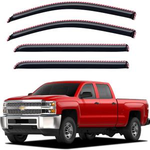 in-Channel Window Visors Rain Guards for 2014-2018 Chevy Silverado/GMC Sierra 1500 Crew Cab, Window Vent Wind Shades Deflectors for 2015-2019 Silverado/Sierra 2500HD 3500HD Full-Size Cab