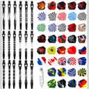 Leitee 30 Pcs Aluminum Dart Shafts for Steel Tip 50 mm 53 mm Dart Stems Accessories with 30 Rubber Rings 120 Replacement Flights and 1 Wrench for Outdoor Indoor Sports
