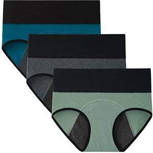 INNERSY Period Underwear for Women High Waisted Leak-Proof Postpartum Menstrual Panties 3-Pack Size 3XL