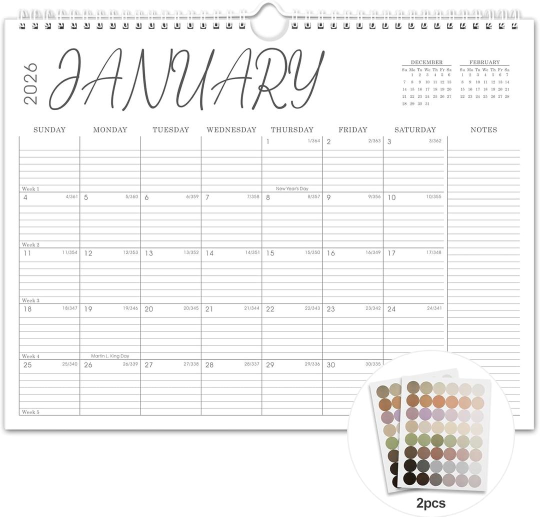 4 x Wall Calendar 2025, 2025-2026 Calendar Wall from Jul. 2025 to Dec. 2026, 14.7" X 11.5" Paper Monthly Planner Wall Hanging Calendar with Thick Paper for Office Home Planning & Organizing (wall calendar A)