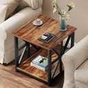 GreenForest End Table with 2-Tier Storage Shelf, 24 inch Large Side Table for Living Room, Modern Nightstand for Bedroom Bedside Office Farmhouse, Walnut