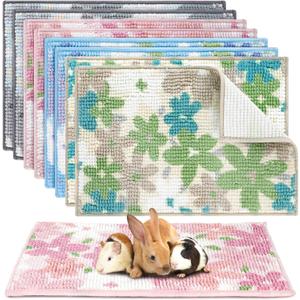 Barydat 8 Pcs Guinea Pig Cage Liner Pet 16 * 24 inch Washable Pee Pads Reusable Guinea Pig Mat Absorbent Rabbit Bedding Mat Training Pad for Guinea Pig Bunny Chinchilla, 4 Colors