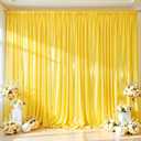 Yellow Satin Backdrop Curtains 2 Panels - Glitter Photo Drapes for Baby Shower, 10x10FT Shimmer Back Drop Cloth, Wrinkle Free for Birthday Graduation Party Wedding Background