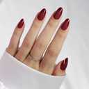 Soft Gel Red Press on Nails Almond - Christmas Short Nails with Glossy French Tips in a Matte Finish, Stick on Nails with Glue in 16 Sizes - 32 Reusable Fake Nails for Women, Ancora