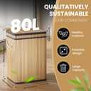 Mihoho 80 Liter/21 Gallon Large Trash Can with Lid, Garbage Bin Wastebasket Made of Bamboo, Outdoor Garbage Can/Waste Bin for Home, Office, Bathroom, Kitchen 24" HX15.8 WX11.8 D